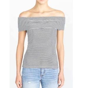 NWT J. Crew Striped Off Shoulder Short Sleeve Top